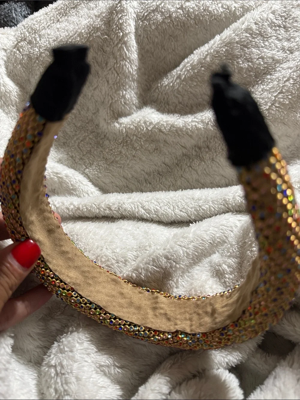 Chunky Beaded Multicolor and Gold Embellished Padded Headbands - Set of 2